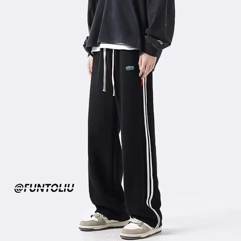 Полосатые мужские брюки с цветными блоками модные брендовые повседневные