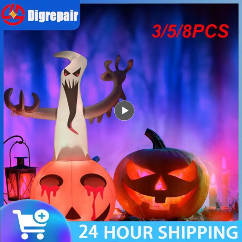 

3/5/8PCS Easy To Store Thickening Party Decor Light Convenient Inflatable Ghost Light Adjustable Luminous Pumpkin Lamp