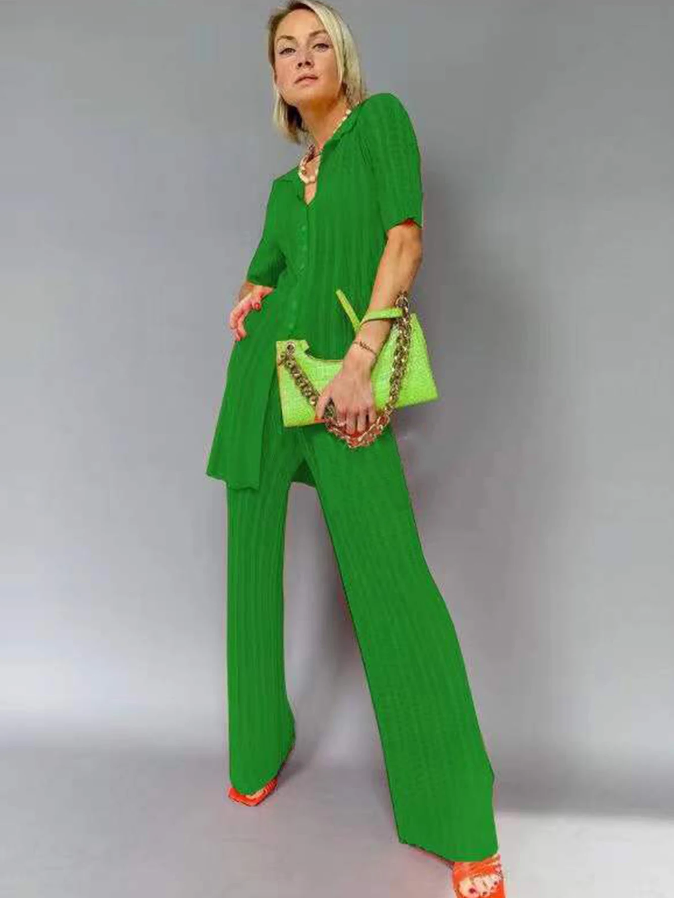 

Женский спортивный костюм из двух предметов, вязаный кардиган с высокой талией и прямые брюки, одежда для весны и лета 2022