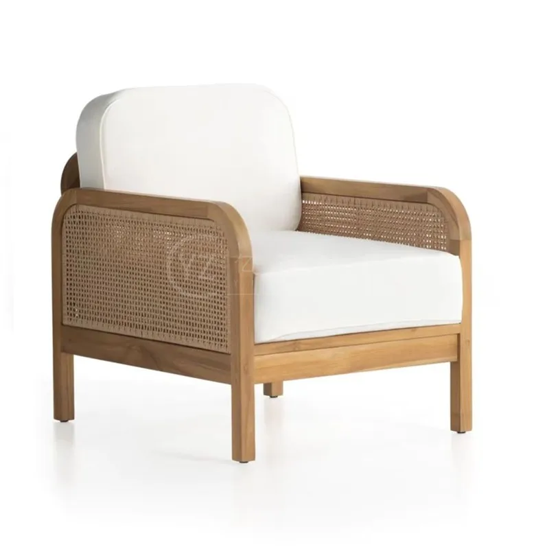 

XK New Chinese Style Simple Small Apartment Living Room Solid Wood Rattan Sofa Model Room Furniture