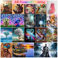 ab diamond painting diy disney landscape baby yoda stitch round 5d art mosaic embroidery set colorful2030cm decorative painting