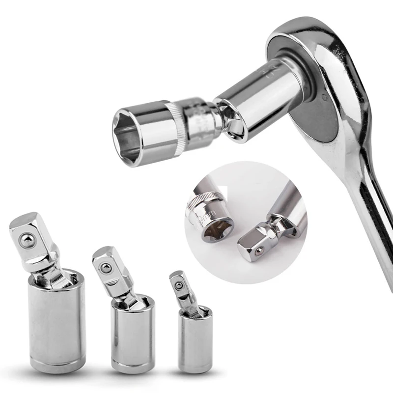 

3pcs 1/4" 3/8" 1/2" Universal Joint Set Ratchet Angle Extension Bar Socket Adapter High Quality Sockets Tool Parts