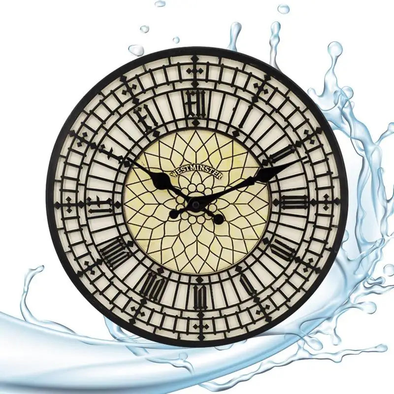 

Часы с римскими цифрами, настенные украшения для внутреннего дворика, бассейна, сада, дома, отображение погодных условий