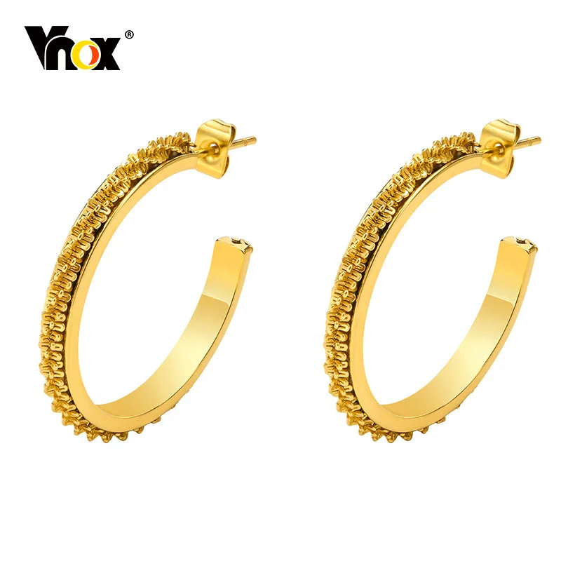 

Vnox Gold Color Hoop Earrings for Women, C Shaped Earrings, Stylish Anti Allergy Stainless Steel Huggie