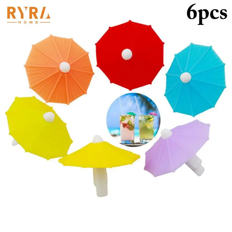 6pcs Colorful Creative Umbrella Wine Glass Marker Drinking Glass Identification Cup Labels Tag Signs For Party
