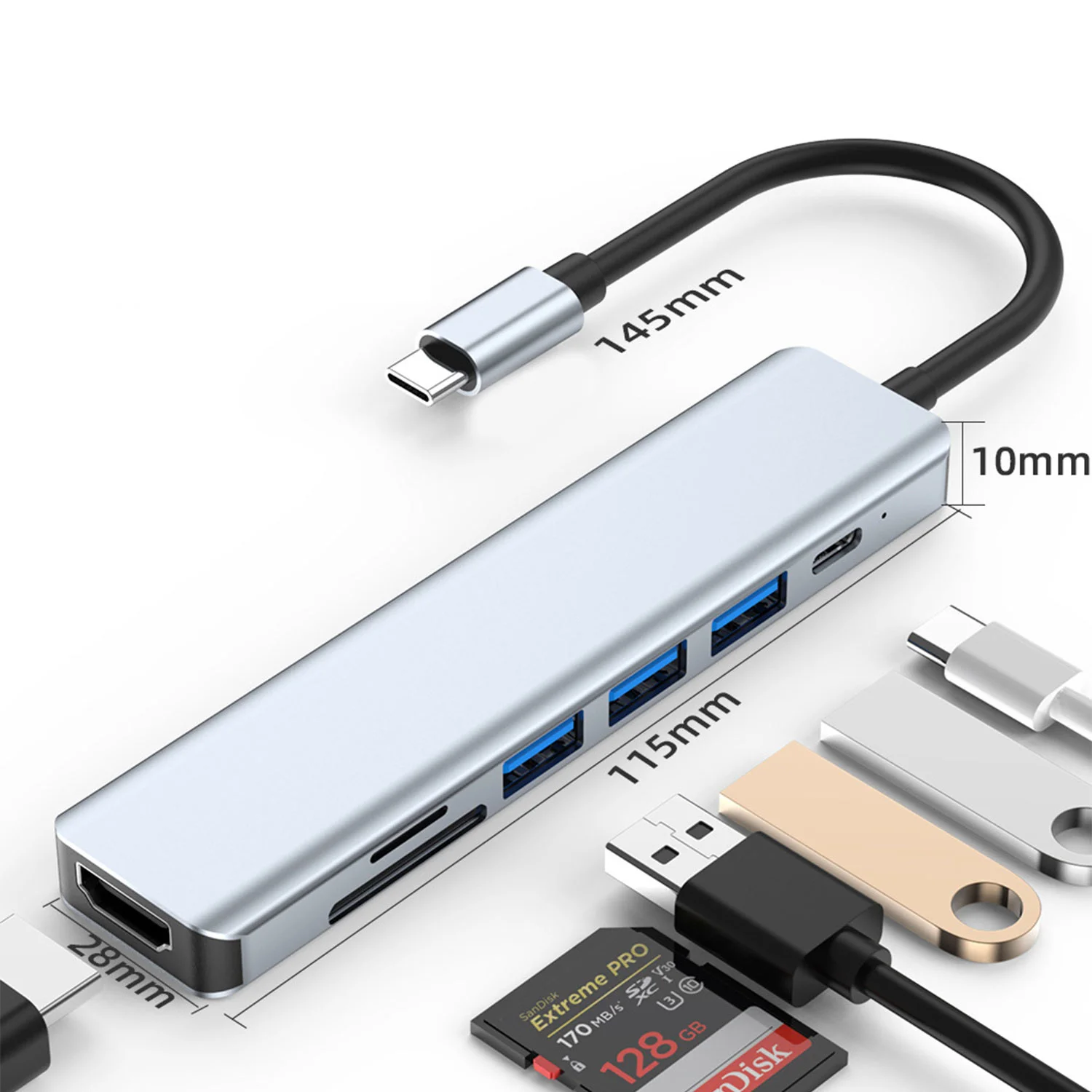 

8 In 1 SD Tf USb3.0 4K-New Type C Charge USB HUB MateDock For MacBook Laptops