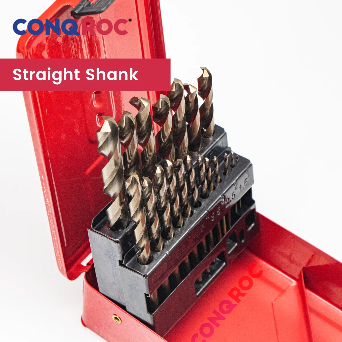 Набор сверл из кобальта HSS M35 с прямым хвостовиком металлический чехол диаметр 19