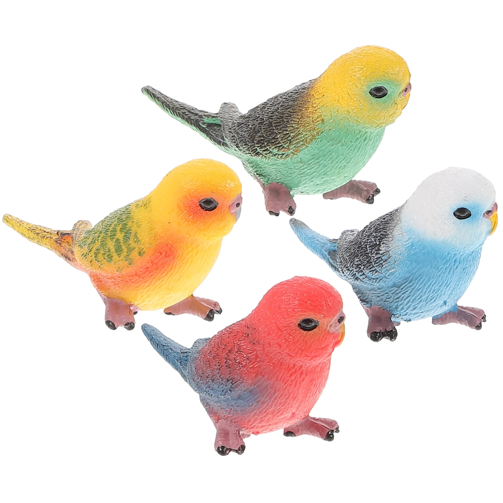 

4 Pcs The Bird Budgerigar Model Child Sculptures Home Decor Plastic Figures Small Models