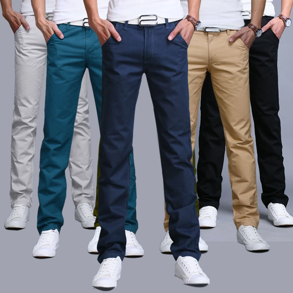 

2023 Spring autumn New Casual Pants Men Cotton Slim Fit Chinos Fashion Trousers Male Brand Clothing 9 colors Plus Size 28-38