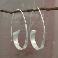 vintage unique gold silver color metal long thin hoop earrings for women wedding party jewelry statement female simple earring