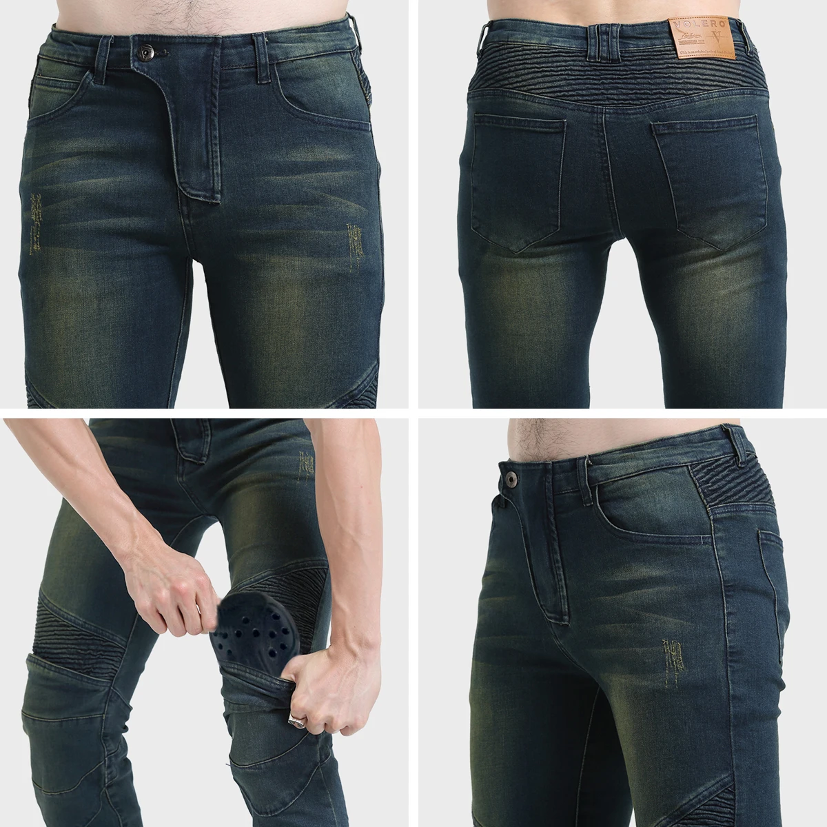 LOMENG Motorcycle Riding Jeans Biker Motocross Pants All Season with CE Removable Armored for Men LMPM45