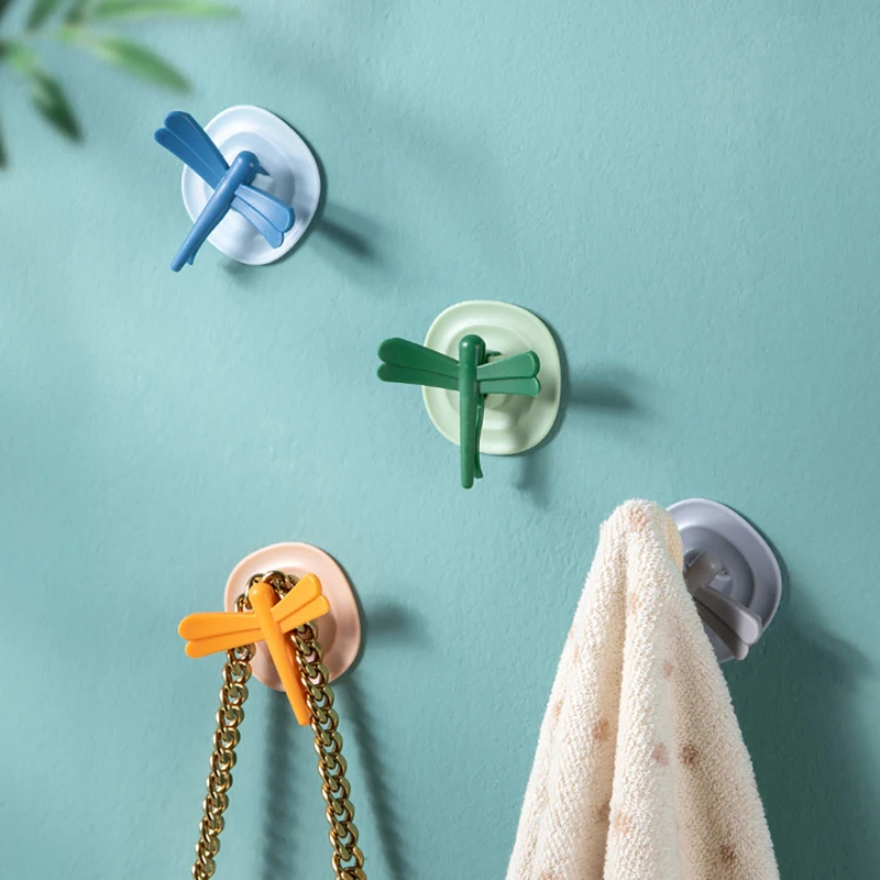 

4Pcs Universal Self Adhesive Wall Dragonfly Hook Magnetic Refrigerator Magnet Kitchen Towel Hooks Home Storage Accessories