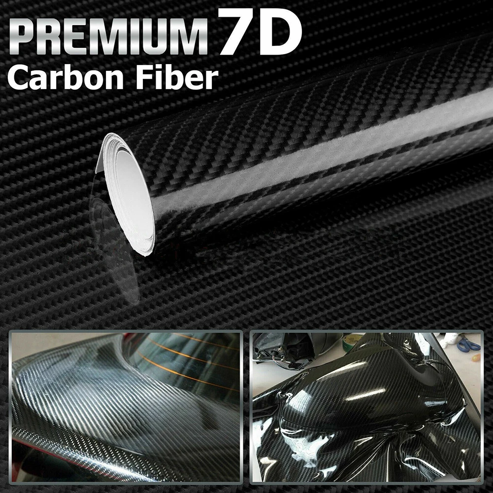 

7D High Gloss Black Carbon Fiber Vinyl Car Sticker Auto Interior Protective Film Carbon Fiber PVC Decal Car Styling Accessories
