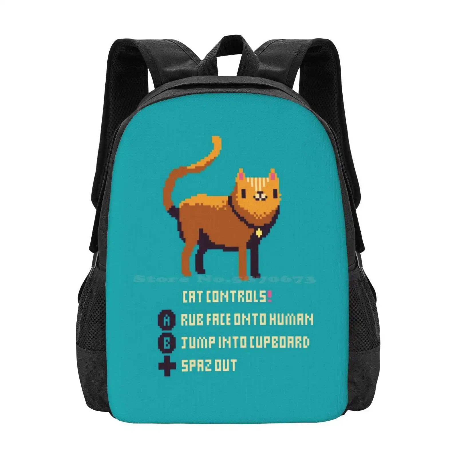 Cat Controls Hot Sale Backpack Fashion Bags Cute Cats Cat Spaz Out Cat Closet Cat Memes Cat 8 Bit Cat Pixel Art