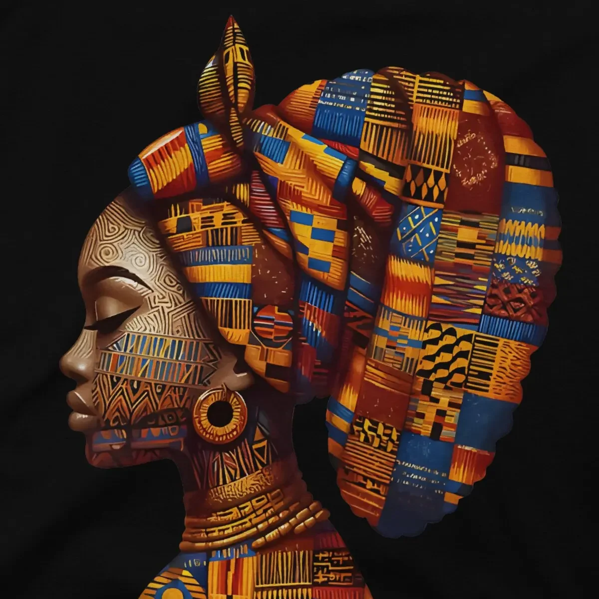 Традиционная черная футболка Kente с графическим принтом гордости топы