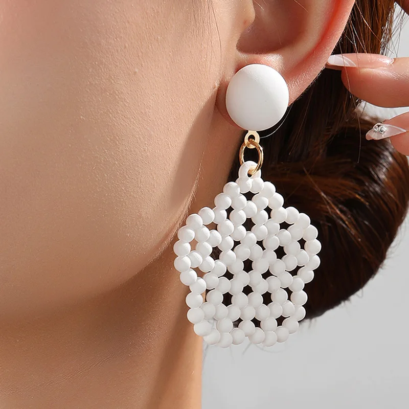 

Korean Long Flower Colorful Resin Earring for Women Wedding Big Geometric Cute Drop Earrings Party Dangle Brincos Summer Jewelry