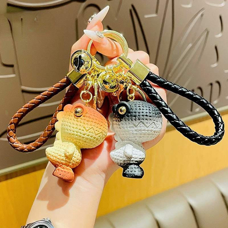 

Creative Keychain Gradient Yarn Dinosaur Keychains Women Bag Pendant Cartoon Resin Personality Couple Fashion Jewelry