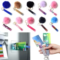 1pc acrylic keychain credit card grabber keychain for long nails atm card clip