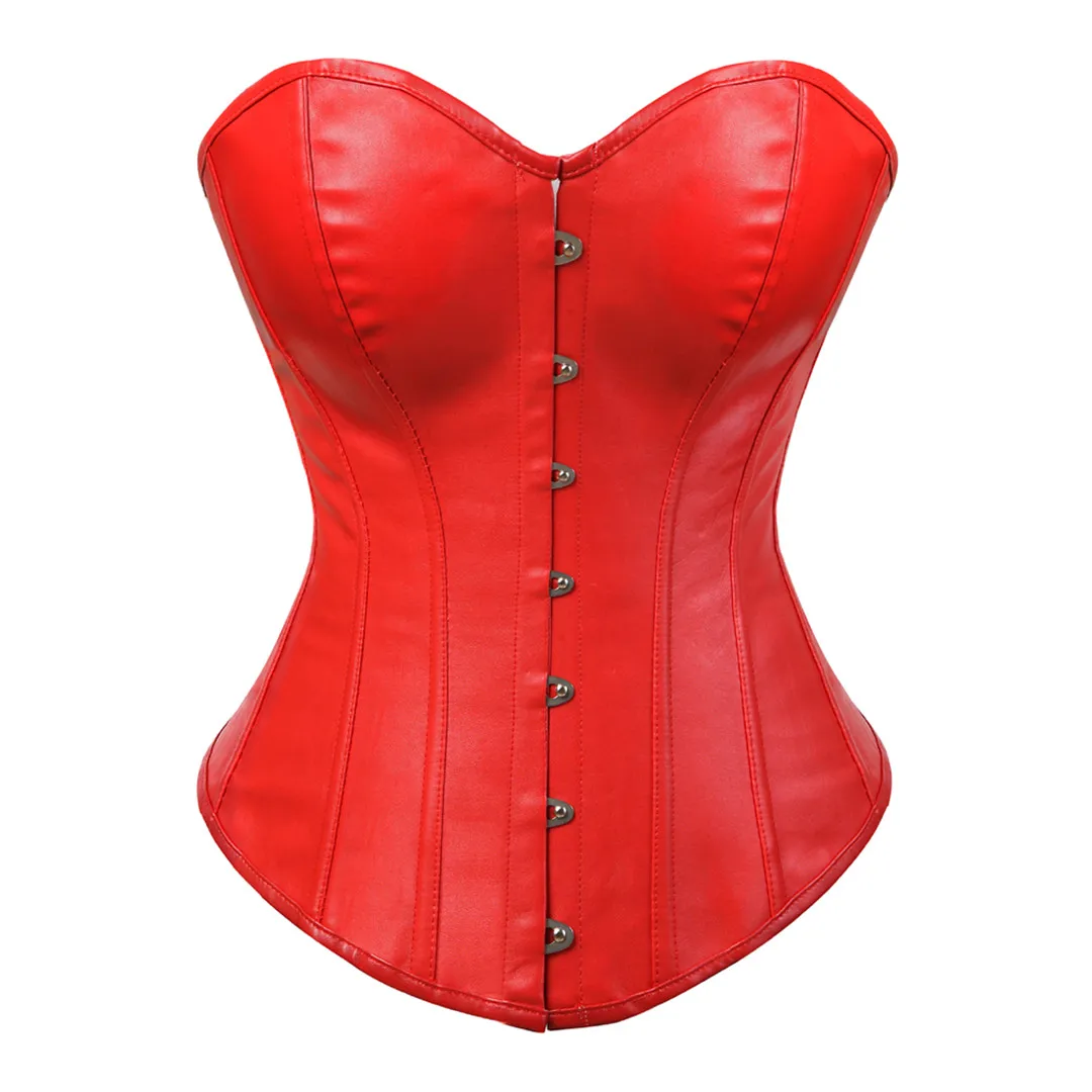 

Women Faux Leather Sexy Corset Tops Steampunk Lace Up Boned Overbust Corsets Bustiers Lingerie Top Body Shaper Plus Size S-6XL