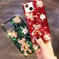 luxury glitter rhinestone phone case bling bear flower pearl diamond cover for motorola g stylus g power g play g power 5g plus