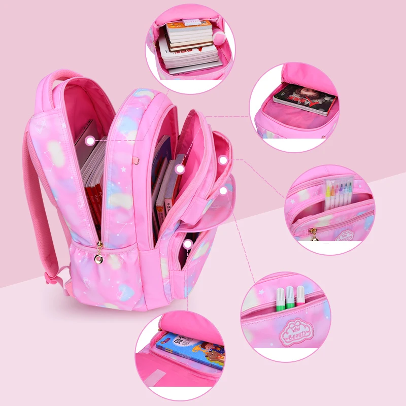 SPIDOR Cute Girls School Bags Children Primary School Backpack satchel kids book bag Princess Schoolbag Mochila Infantil 2 szies