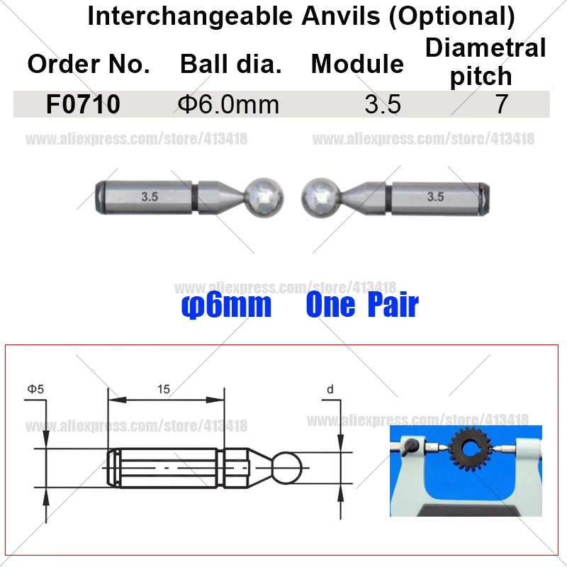 

Микрометры с зубьями Xibei 124-173 0-25 мм 25-50 мм 207SERIES Сменная шариковая наковальня/наконечник шпинделя Тип модуля микрометра