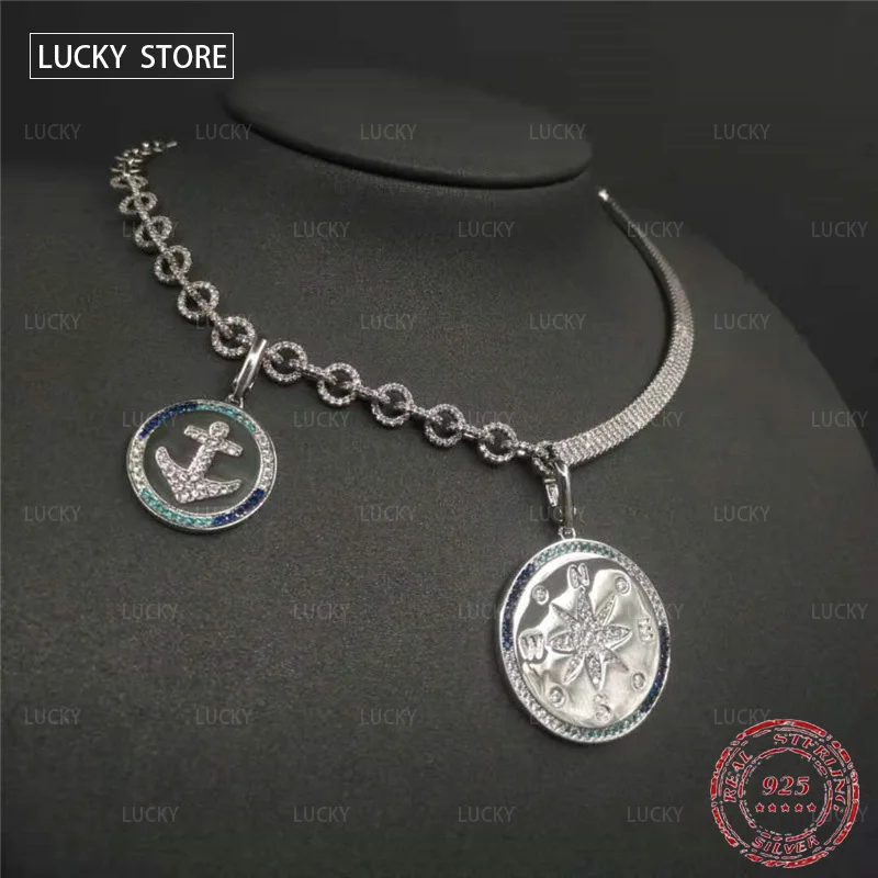 

Sterling Silver 925, adjustable, detachable pendant, smile bracelet necklace, asymmetric, luxury brand jewelry, women's jewelry