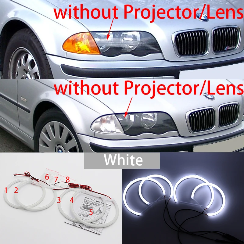 

Для BMW 3 серии E46 седан туристический пикап купе компактный 1998-2005 Стайлинг автомобиля молочно-белый свет SMD светодиодное кольцо «ангельские глазки» комплект