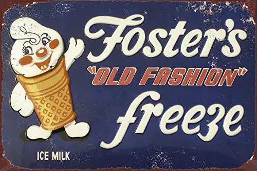 

Retro Poster Ice Cream Old Fashion Freeze Tin Sign Metal Plaque Farm Shop Dessert Shop Wall Decoration Metal Plate 12*8 Inch