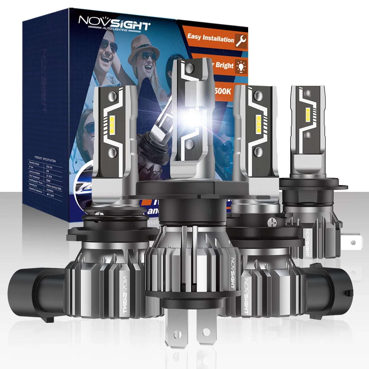 

2PCS NOVSIGHT N57 H7 LED Car Headlight Bulbs LED H4 H11 H8 H9 H1 9005 9006 Mini Size 50W 10000LM Headlamp 6500K White Fog Lamp