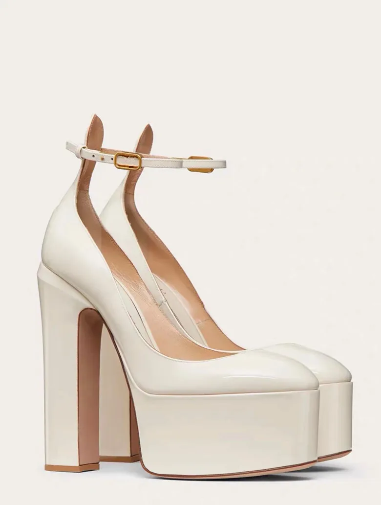 

Туфли Carpaton женские на очень высокой платформе, лакированная кожа, круглый носок, ремешок на щиколотке, туфли-лодочки, чёрные бежевые оранжев...