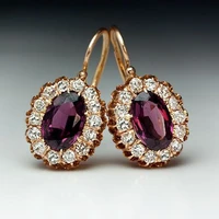 2022 new purple gemstone oval earrings european and american diamond high end luxury fashion personality earrings