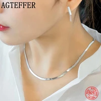 agteffer 925 sterling silver necklace 4mm snake chain male female couple sterling silver jewelry blade chain jewelry gifts