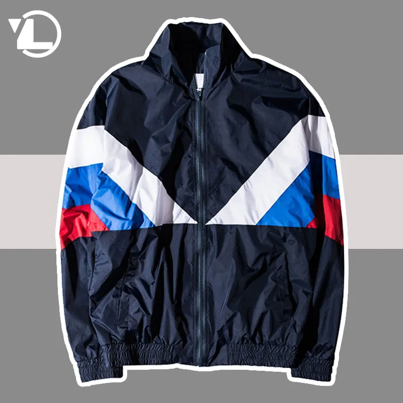 Retro Patchwork Jacket Men Casual High Quality Designer Nylo