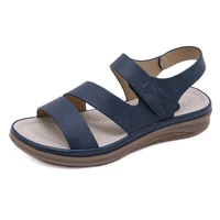 blue new summer shoes women retro womens beach sandals round head slope comfortable lightweight sandals womens casual shoes