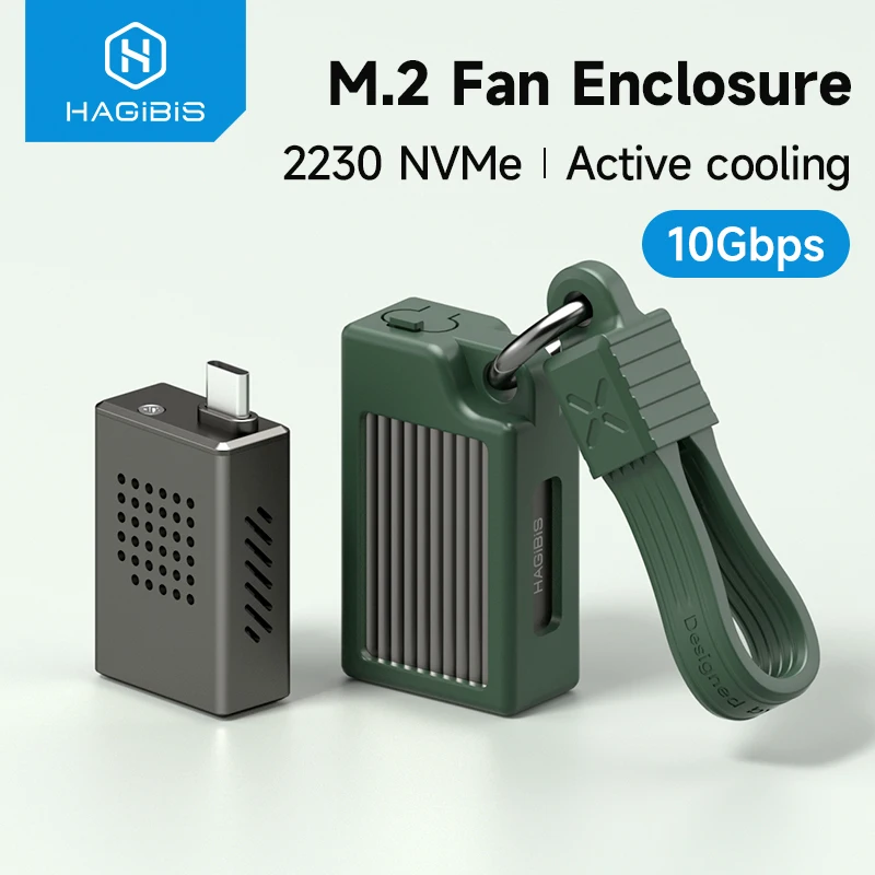 Корпус для твердотельного накопителя Hagibis 2230 M.2 NVMe с охлаждающим вентилятором USB