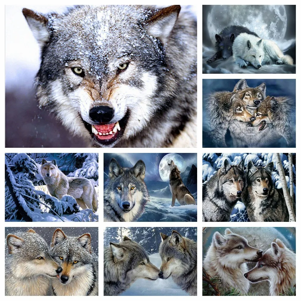 

5D DIY Diamond Painting Wolf Diamond Animal Cross Stitch Set Handmade Hobby Embroidery Rhinestone Home Wall Art Decoration