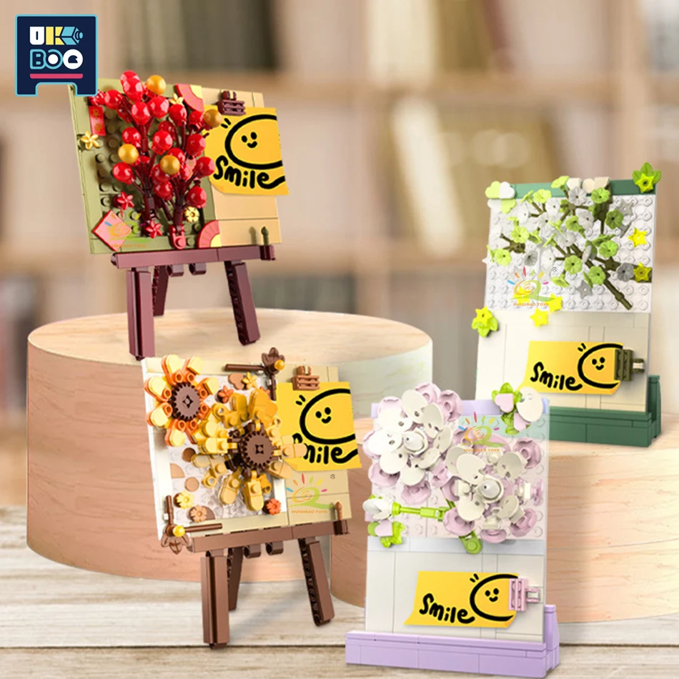 

City Friends Flower Desktop Ornaments Building Blocks MOC Creative Note Memo Clip Bracket Decoration Model Bricks Children Toys