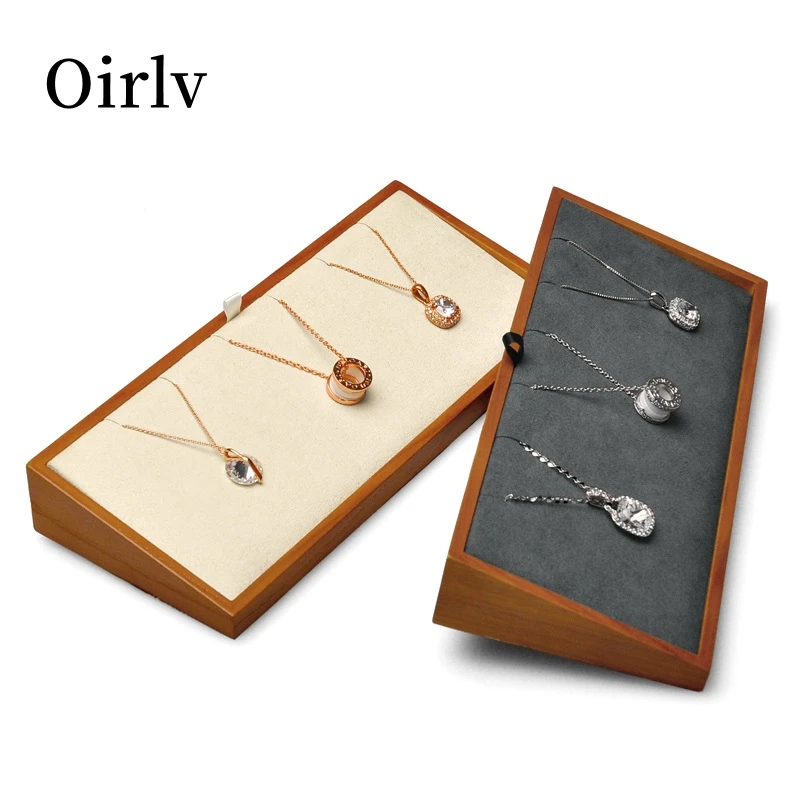 Oirlv Solid Wood Jewelry Stand Display Necklace Pendant Display Props Wooden Jewelry Rack Necklace Display Holder Stand For Sale