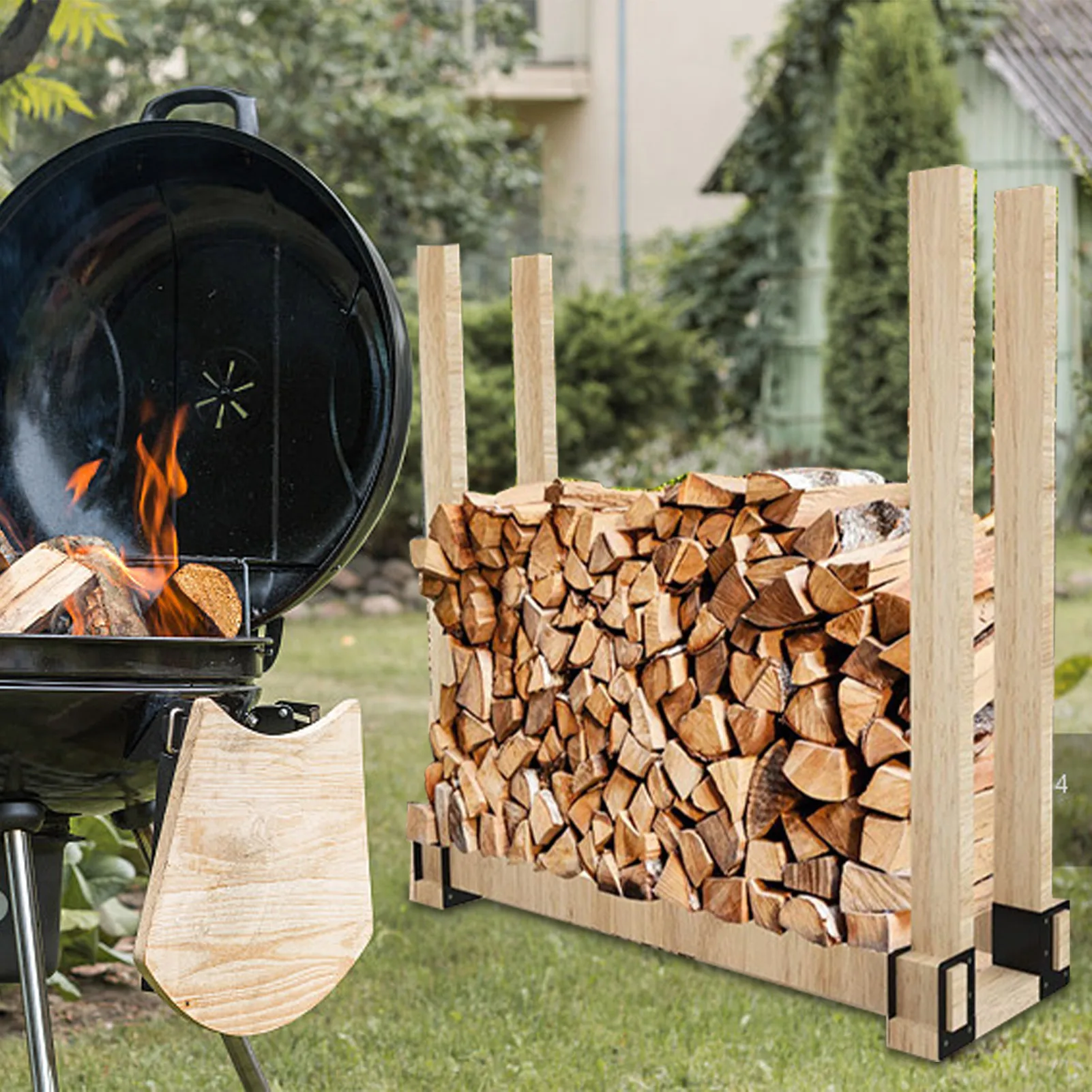 

Outdoor Firewood Log Storage Rack Bracket Kit Fireplace Wood Storage Holder Storage for Fitting Indoor Outdoor Fireplace Tool