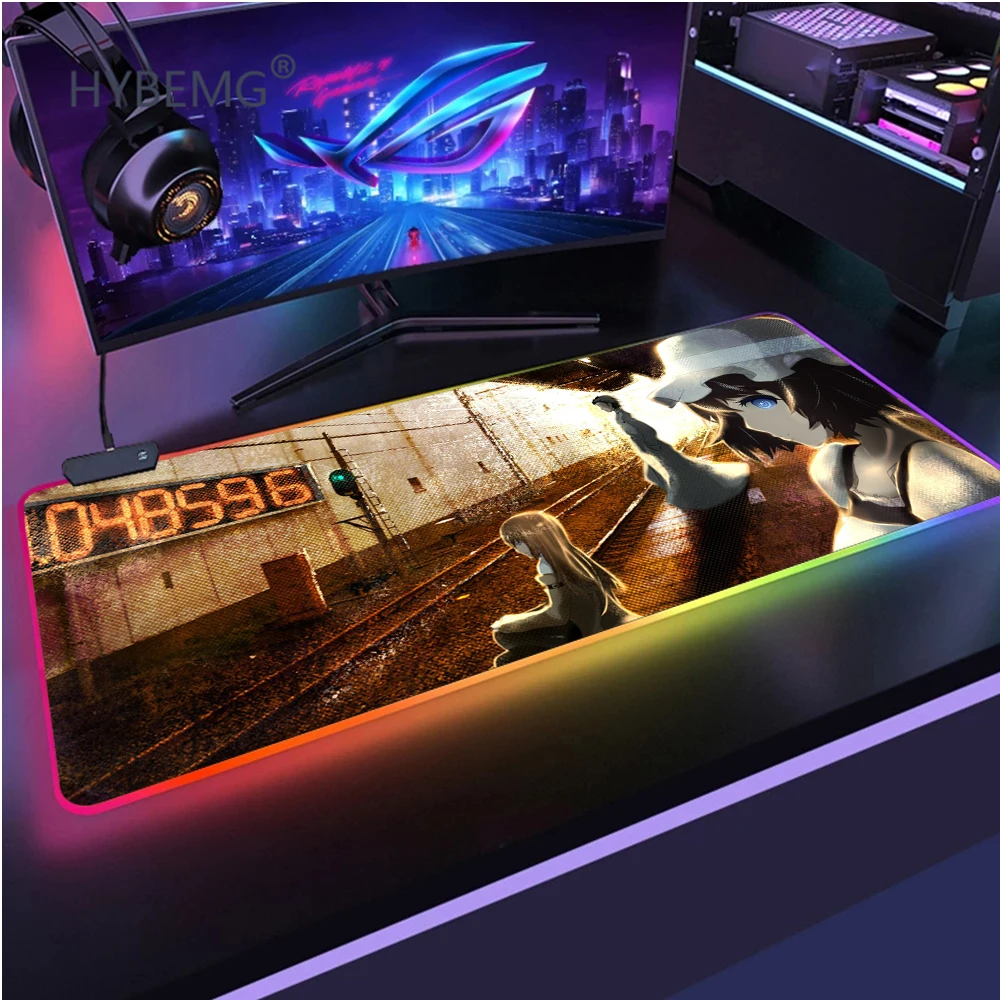 

Steins Gate RGB Mouse Rug Pad Xl Mousepad Gamer Carpet Company Keycaps Mause 90×40 Desk Accessories Mats Anime Sexy Hot Cute Big