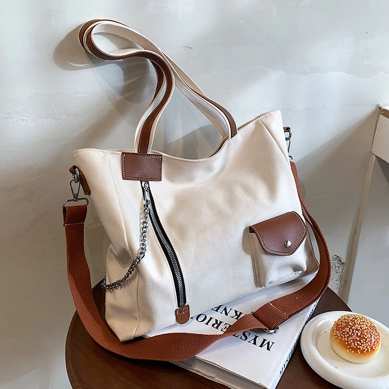 

Холщовая женская сумка на плечо, новинка 2022, большие женские сумки через плечо, хлопковая тканевая сумка для книг для девочек, тканевая сумк...