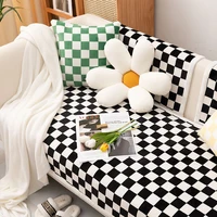 new thick plush sofa cover non slip plaid sofa cushion towel for living room universal armchair furniture protector slipcovers