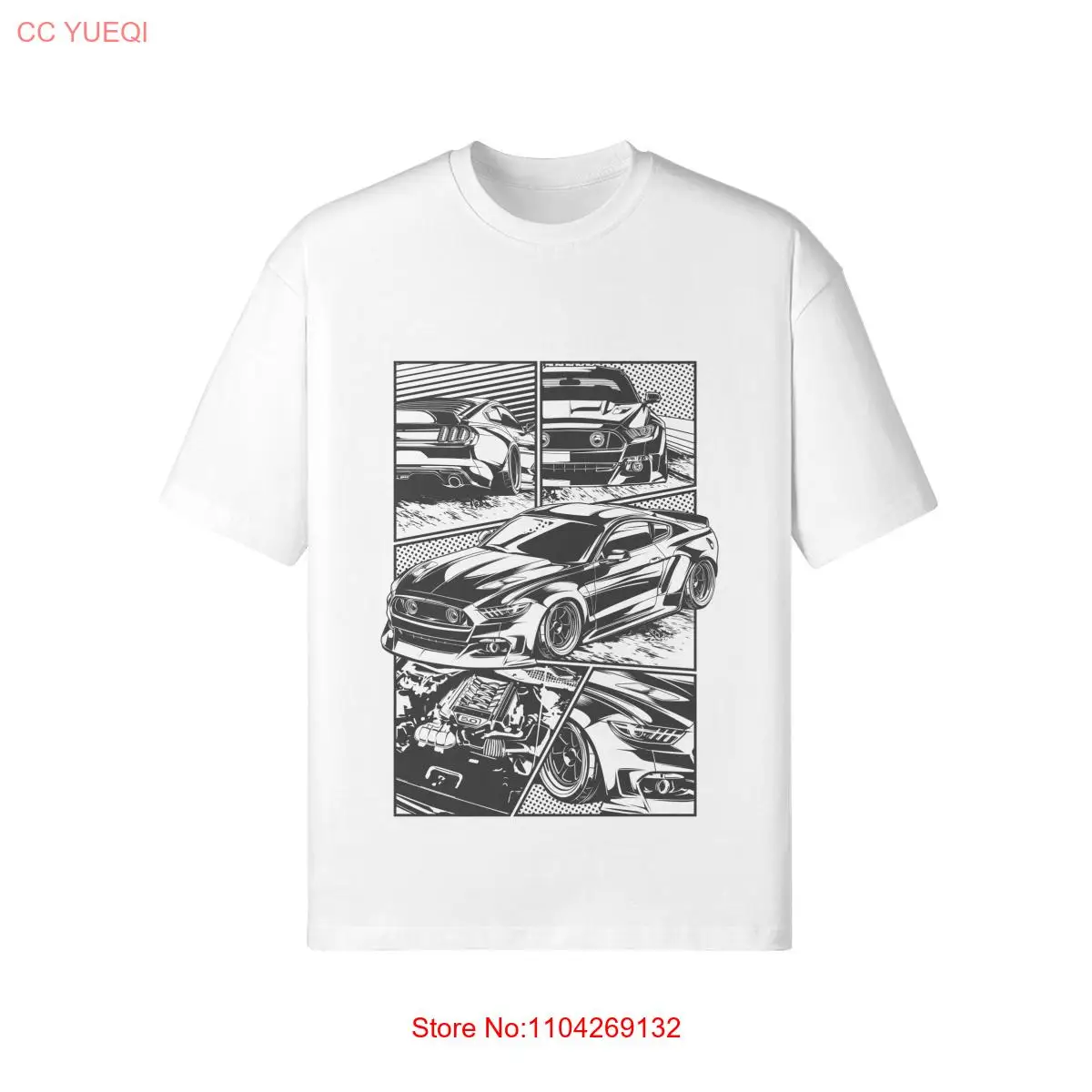 Винтажная футболка Mustang в стиле манги автомобильная JDM Fans Homage для женщин и мужчин