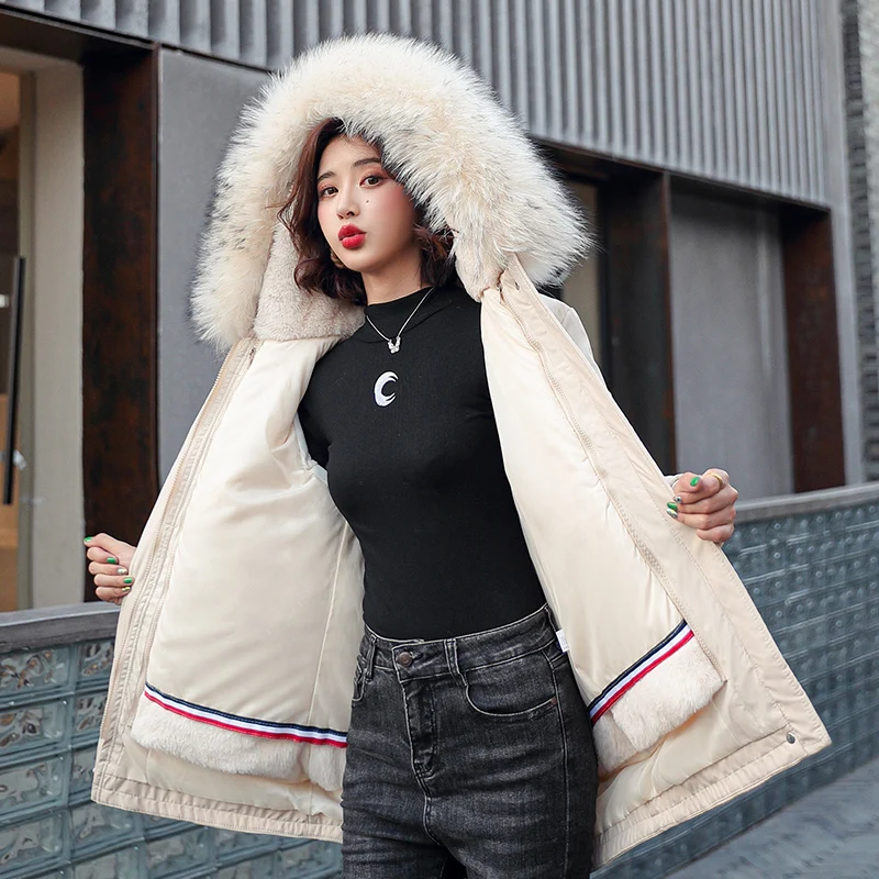 Loose Casual Hooded Long Coats Women One Coat Three Wear Plus Velvet Thick Overcoat Winter Jackets Big Fur Collar Female Parkas