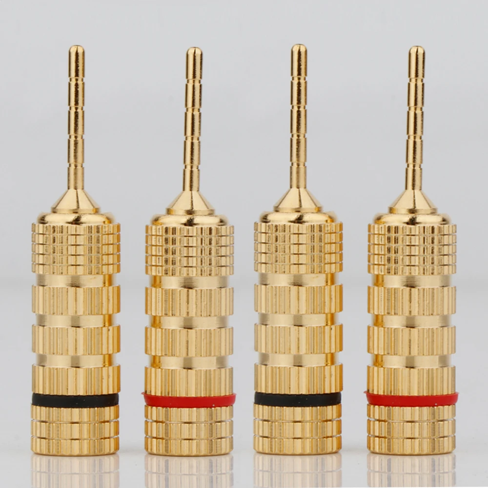 

8PCS 2MM Speaker Wire Pin Plug Gold-Plate Banana Connector Screw Lock for Cable Wire Hifi