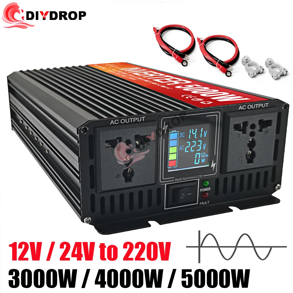 инвертор чистый синус 12v 220v Чистая синусоида Инвертор 3000 Вт 4000 5000 Двойная розетка