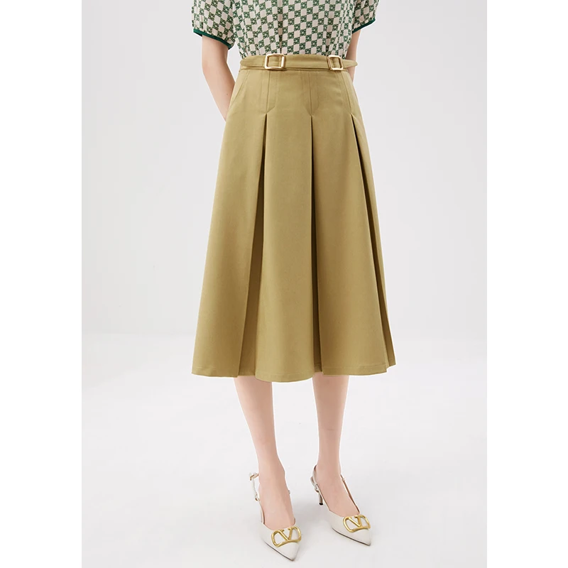 

2022 New Fashion Designer Formal Long Skirts Mid-Calf A-LINE Solid Empire Korean Fashion Clothing Long Skirts for Women