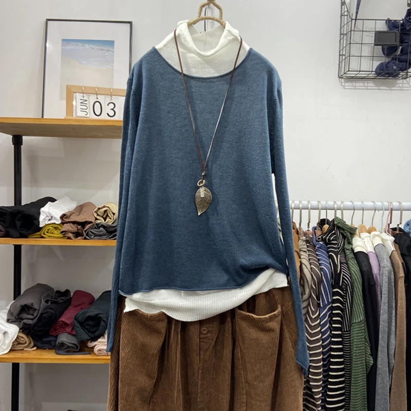 

Водолазка вязаный женский свитер Пуловеры Осень Винтаж 2022 с длинным рукавом Повседневная Универсальная Женская тянет топы тройники