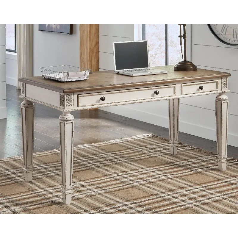 Realyn Farmhouse 60-дюймовый стол для домашнего офиса с USB-зарядкой белый